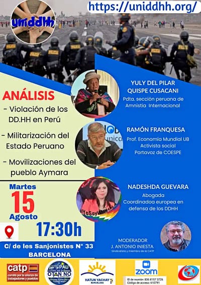 Cartel convocatoria 15 agosto en Barcelona