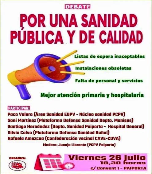 Debate por una sanidad pública y de calidad en Paiporta (València)