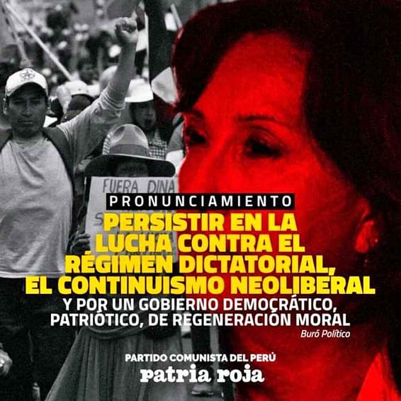 Cartel del pronunciamiento PC Perú/Patria Roja