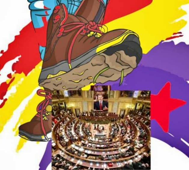 Bota aplastando sede parlamentaria de la monarquia constitucional