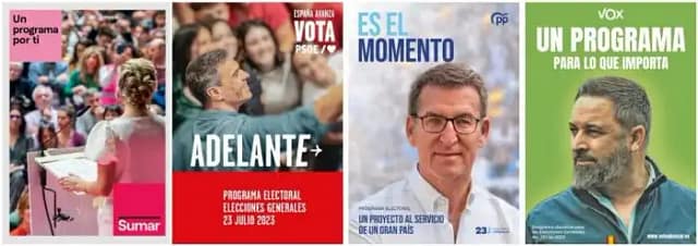 Portadas de los 4 programas electorales