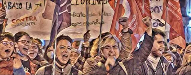 Dibujo de manifestación feminista en Bizkaia