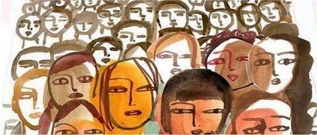 Dibujo de caras manifestándose