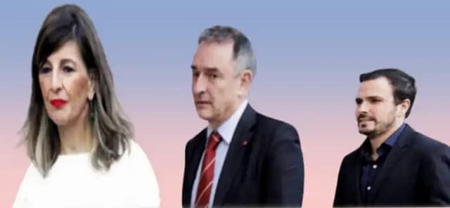 Foto de dirigentes de Sumar, PCE y IU