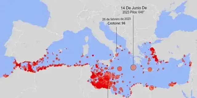 Infografía de Naufragios y muertes de migrantes en el Mediterráneo desde 2014. Oficina Internacional de Migraciones – AFP.