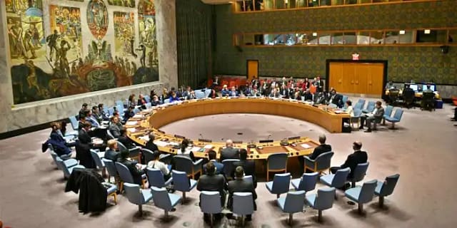 Foto del Consejo de seguridad de la ONU reunido