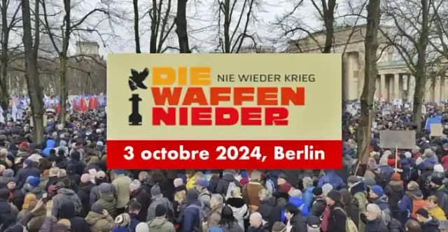 Cartel manifestación contra la guerra el 3 de octubre en Barlín