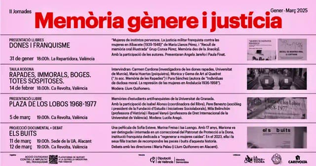 Programa anunciador de las Jornadas de memoria, género y justicia