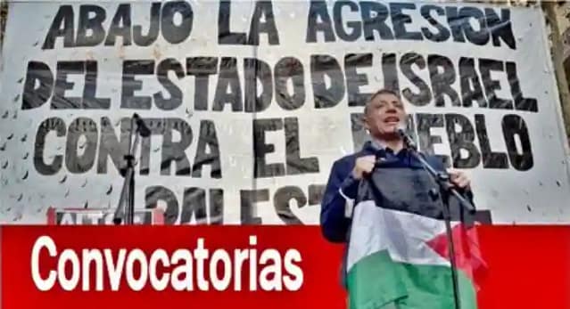 Pancarta de solidaridad con Palestina
