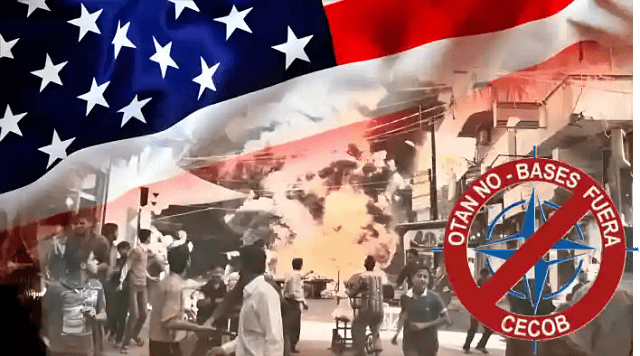 Composición contra la OTAN con bandera americana