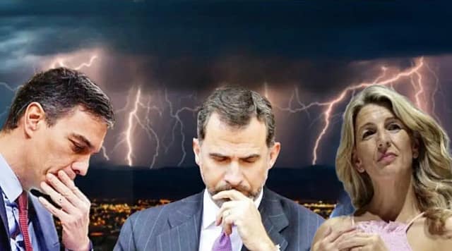 Fotos de Pedro Sanchez, Felipe VI y Yolanda Díaz