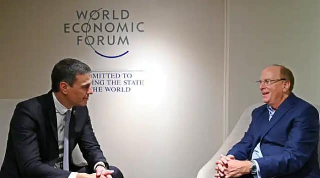 Pedro Sánchez reunido con Larry Fink, CEO del fondo de inversión Black Rock.