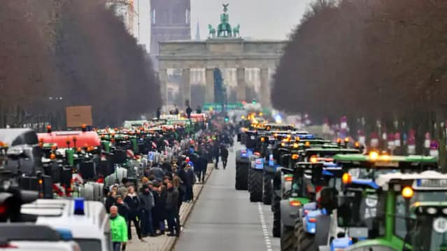 Manifestación de agricultores alemanes contra el gobierno