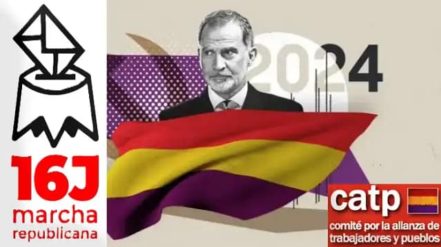 Composición marcha 16J y foto del rey