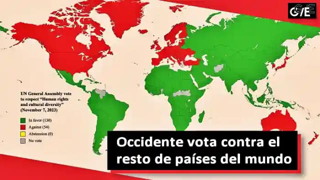 Mapa de los países y sus posiciones de voto