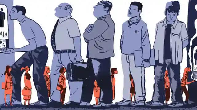 Dibujo de colas del paro y brecha de género