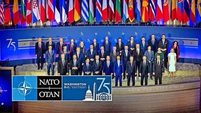 Foto de la cumbre de la OTAN en Washington y los presidentes de los países participantes
