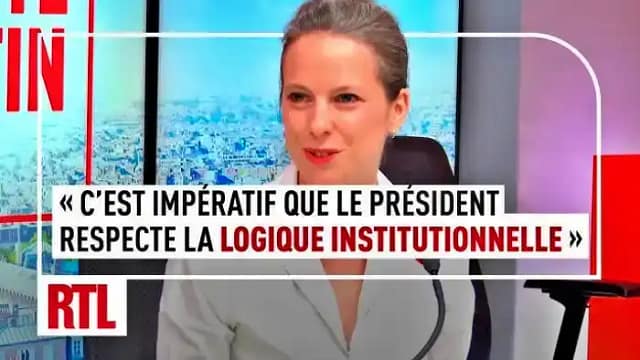 Foto de comparecencia de Lucie Castets en la TV