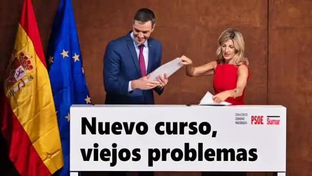 Foto modificada comparecencia de Pedro Sánchez y Yolanda Díaz