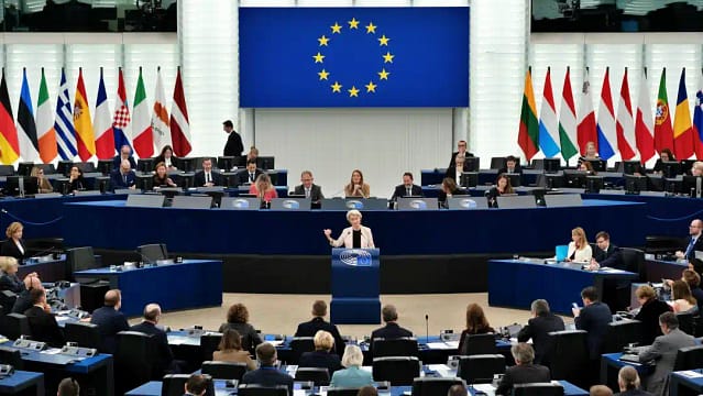 Ursula von der Leyen, presidenta de la Comisión Europea en el Parlamento Europeo. Foto: EP