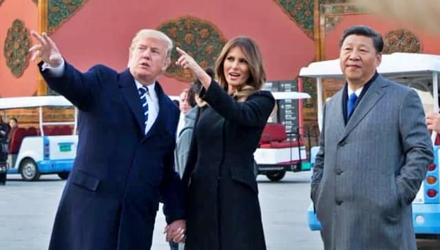 Donald Trump y esposa en compañía del presidente chino