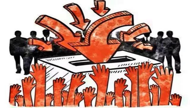 Dibujo mostrando la representación del voto en las urnas