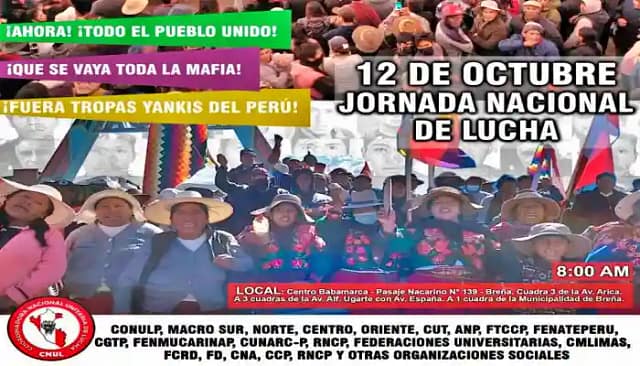 Llamamiento a nueva marcha nacional en Perú para el 12 de octubre