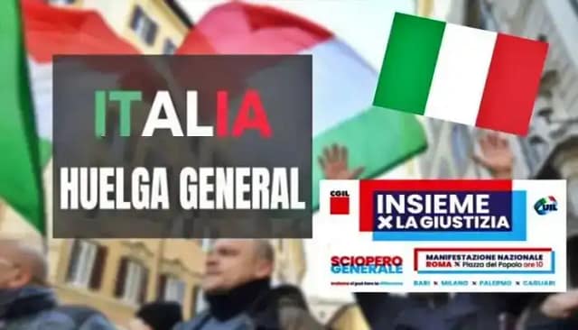 Cartel convocando huelga general de CGIL y UIL