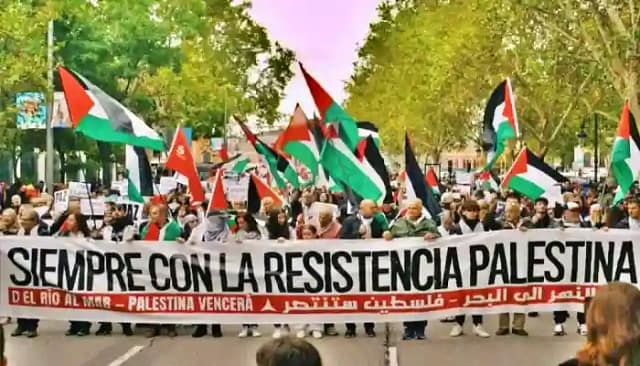 Manifestación de apoyo a la resistencia palestina