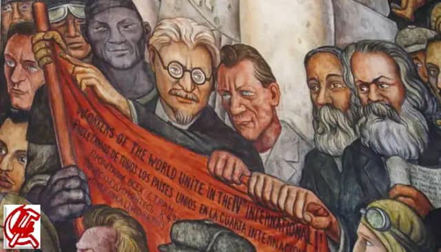 Composición dibujos sobre la IV Internacional y logo