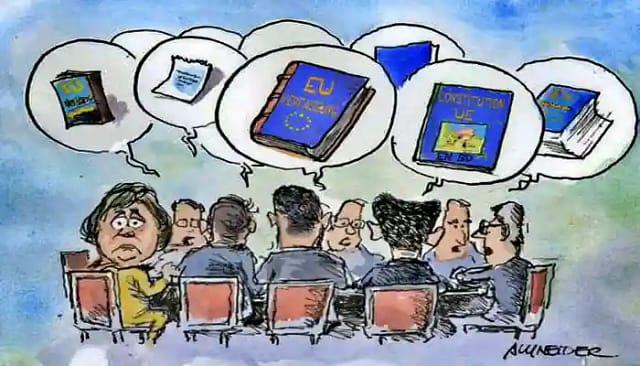 Dibujo de comisión europea trabajando