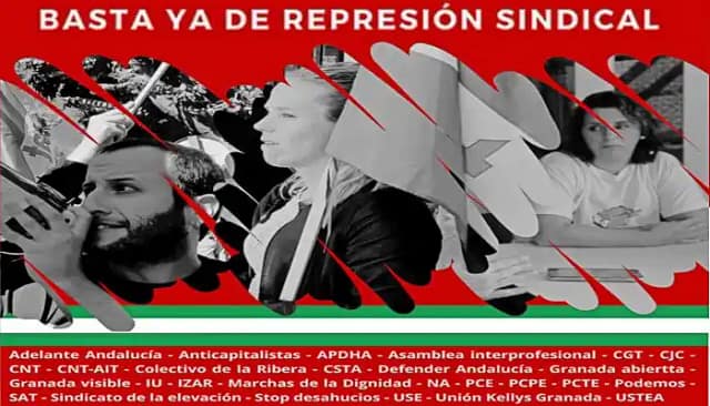 Cartel de la convocatoria contra la represión sindical
