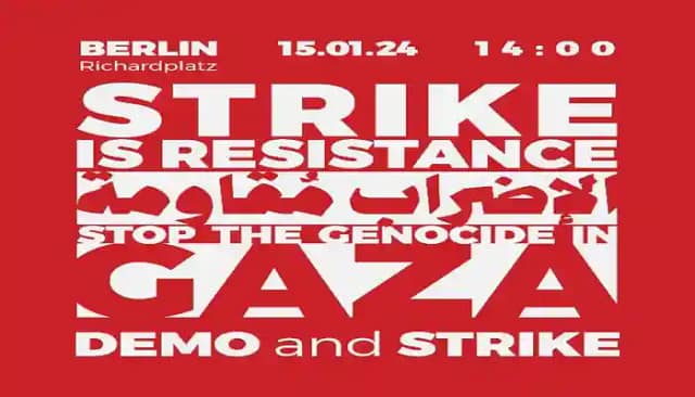 Cartel de la convocatoria de manifestación en Berlín el 15 de enero