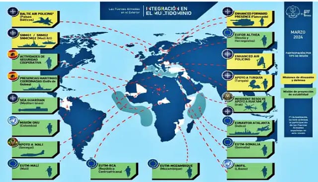 Mapa de la participación española en conflictos externos