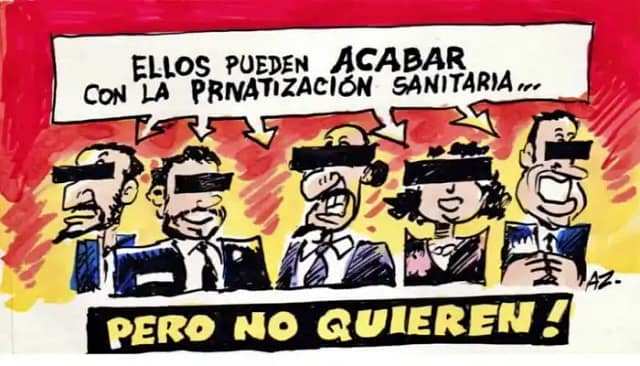 Dibujo sobre responsables de privatizan la sanidad pública