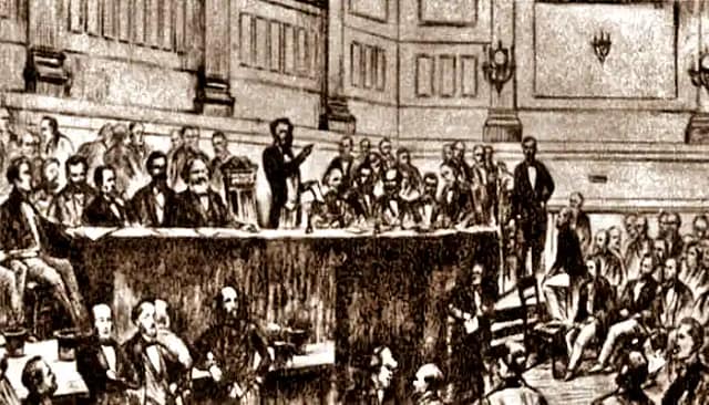 Foto de archivo de la constitución de la I Internacional