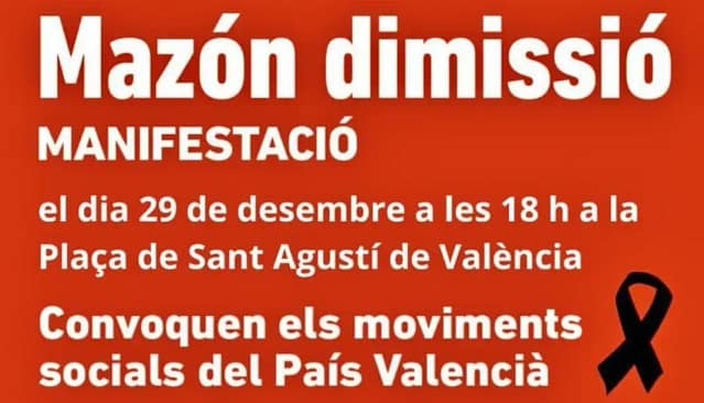 Cartel de la manifestación del 29 de diciembre en Valencia