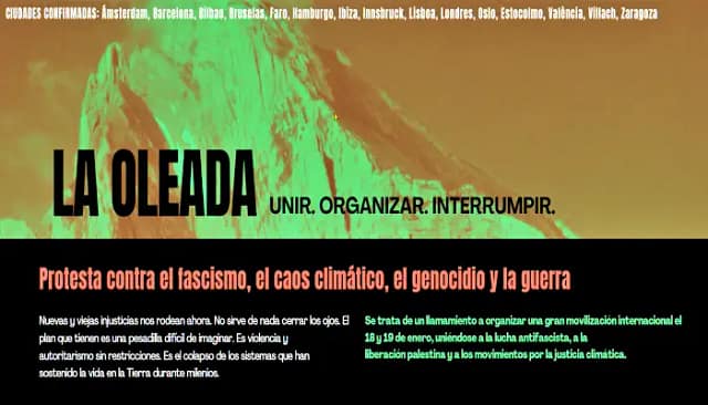 18-19 de enero: Ola internacional contra el fascismo, por Palestina y por la justicia climática y ecológica.
