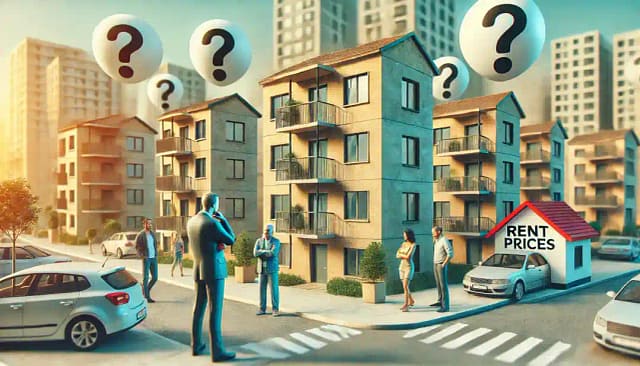 Dibujo por IA de barrio con viviendas en alquiler