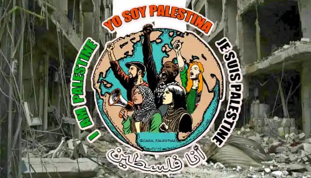 Logotipo campaña sobre fondo de destrucción