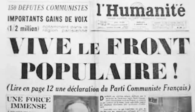 Portada de l'Humanité anunciando el frente popular de 1936