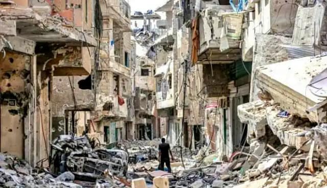 Foto de archivo de la destrucción sionista de Gaza