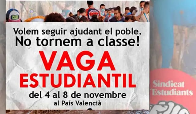 Estudiantes valencianos convocan huelga del 4 al 8 de octubre