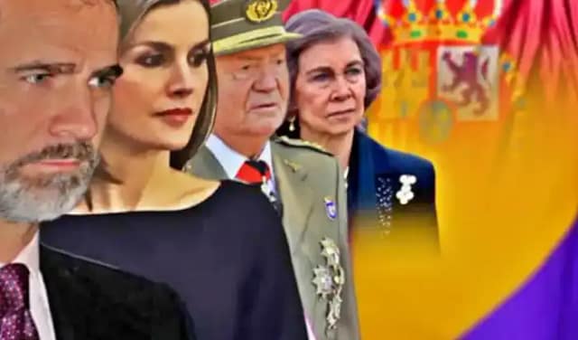 Foto recortada de la familia real sobre bandera republicana