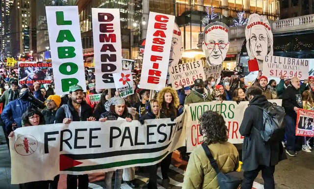 Manifestación de trabajadores de EEUU por Palestina
