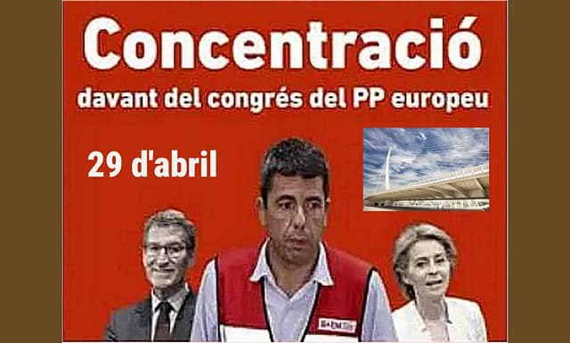 Víctimas de la DANA protestan el 29 de abril frente al Congreso del PP europeo en Valencia.