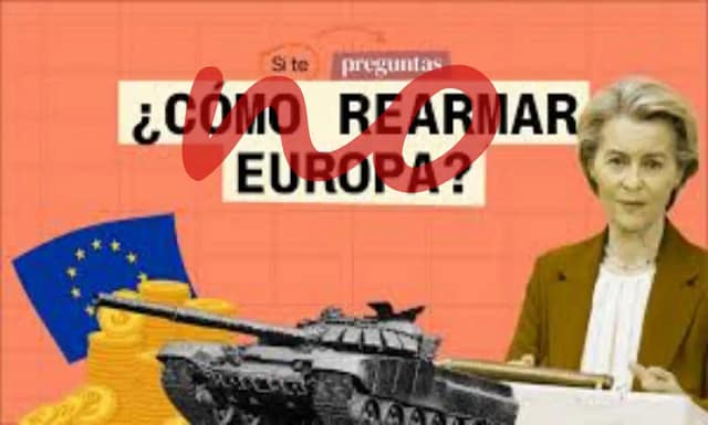 Cartel con un no al rearme europeo