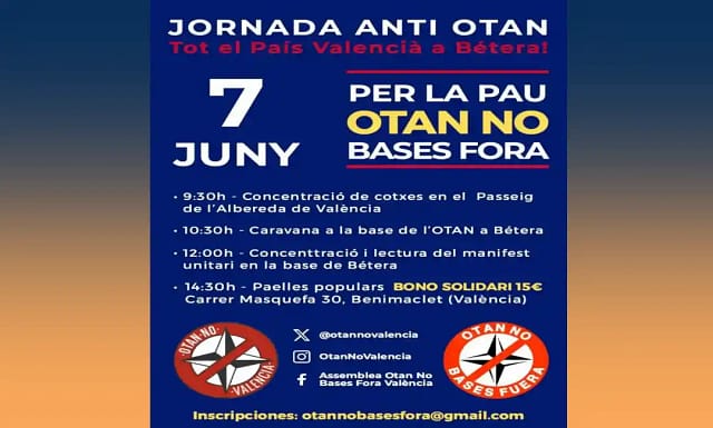Jornada OTAN NO Bases fuera. Valencia, 7 de junio.