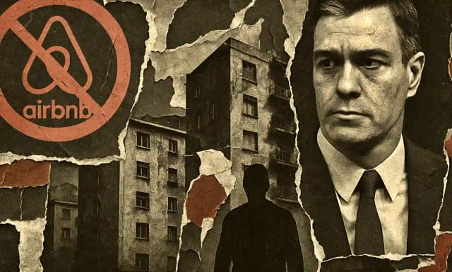 Composición de foto de Pedro Sánchez y AirBNB