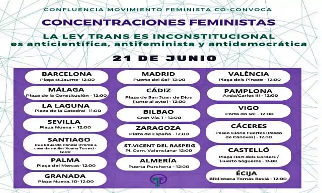 Cartel convocatoria contra la ley trans